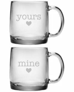 Susquehanna Glass Set Of Two 13oz Yours & Mine Coffee Mugs Home Dinnerware