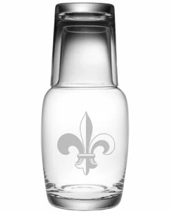 Susquehanna Glass 32oz Fleur De Lis Night Bottle Set Home Bar Carts & Accessories