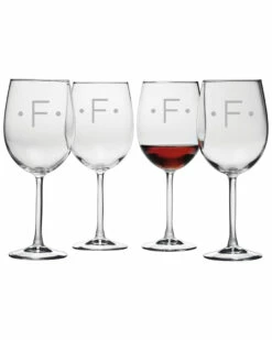 Susquehanna Glass Monogrammed Set Of Four Dot All Purpose Wine Glasses, (A-Z) Home Drinkware