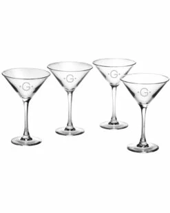 Susquehanna Glass Monogrammed Set Of Four Dot Martini Glasses, (A-Z) Home Drinkware