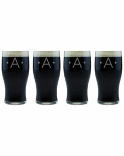 Susquehanna Glass Monogrammed Set Of Four Dot Classic Pub Glasses, (A-Z) Home Drinkware