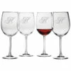 Susquehanna Glass Monogrammed Set Of Four Champlain All Purpose Wine Glass Monogrammedes, (A-Z) Home Drinkware