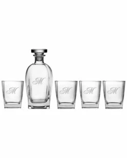 Susquehanna Glass Monogrammed 5pc Champlain Luigi Bormioli Rossini Set, (A-Z) Home Bar Carts & Accessories