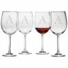 Susquehanna Glass Monogrammed Set Of Four Engraver All Purpose Wine Glasses, (A-Z) Home Drinkware