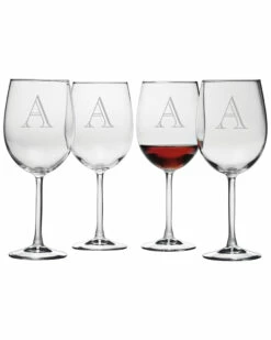 Susquehanna Glass Monogrammed Set Of Four Engraver All Purpose Wine Glasses, (A-Z) Home Drinkware