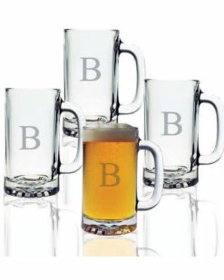 Susquehanna Glass Monogrammed Set Of Four 16oz Mugs, (A-Z) Home Drinkware