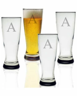 Susquehanna Glass Monogrammed Set Of Four Beer Pilsners, (A-Z) Home Drinkware