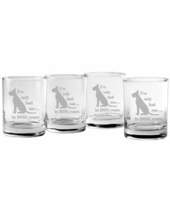 Susquehanna Glass Set Of 4 Dog Years Rocks Glass Home Pet Supplies