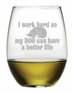 Susquehanna Glass Set Of 4 Dog Better Life Stemless Wine Tumblers Home Pet Supplies