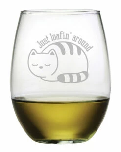 Susquehanna Glass Set Of 4 Just Loafin' Around Stemless Wine Tumblers Home Games & Giftables