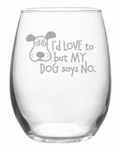 Susquehanna Glass Set Of 4 My Dog Says No Stemless Wine Tumblers Home Pet Supplies
