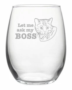 Susquehanna Glass Set Of 4 Let Me Ask My Boss Stemless Wine Tumblers Home Games & Giftables
