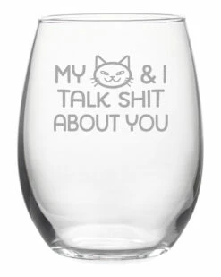 Susquehanna Glass Set Of 4 My Cat & I Stemless Wine Tumblers Home Pet Supplies