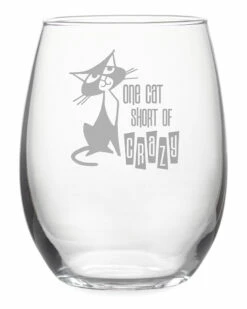 Susquehanna Glass Set Of 4 One Cat Short Stemless Wine Tumblers Home Pet Supplies