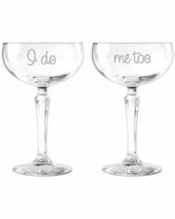 Susquehanna Glass Set Of 2 I Do & Me Too Cocktail Coupes Home Drinkware
