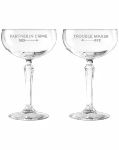 Susquehanna Glass Set Of 2 Partner In Crime Cocktail Coupes Home Drinkware