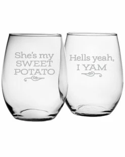 Susquehanna Glass Set Of 2 My Sweet Potato Stemless Wine Glasses Home Drinkware