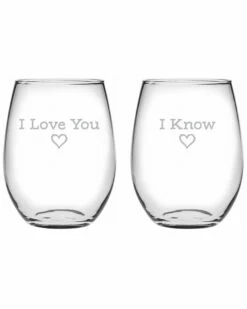 Susquehanna Glass Susquehanna Set Of 2 I Love You I Know Stemless Wine Glasses Home Drinkware