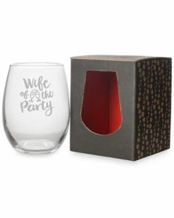 Susquehanna Glass Wife Of The Party Stemless Wine & Gift Box Home Drinkware