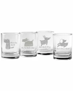 Susquehanna Glass Set Of 4 What The Woof Assortment Rocks Glasses Home Dinnerware