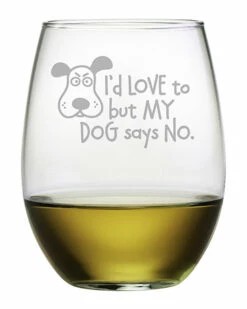 Susquehanna Glass My Dog Says No Stemless Wine & Gift Box Home Dinnerware