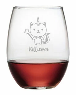 Susquehanna Glass Kitticorn Stemless Wine & Gift Box Home Dinnerware