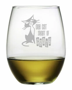 Susquehanna Glass One Cat Short Stemless Wine & Gift Box Home Dinnerware