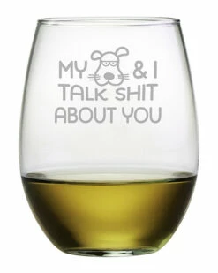 Susquehanna Glass My Dog & I Stemless Wine & Gift Box Home Dinnerware