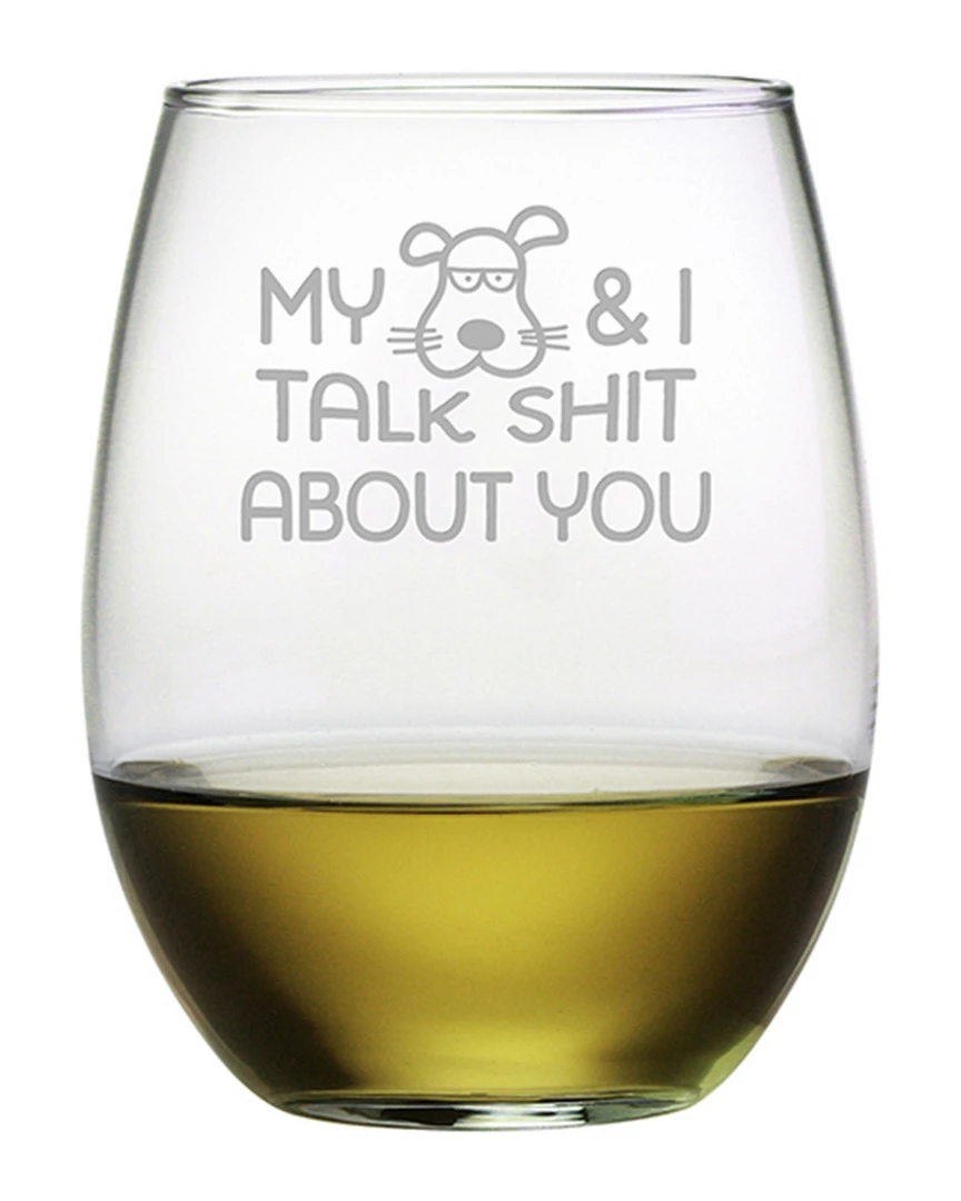 Susquehanna Glass My Dog & I Stemless Wine & Gift Box Home Dinnerware