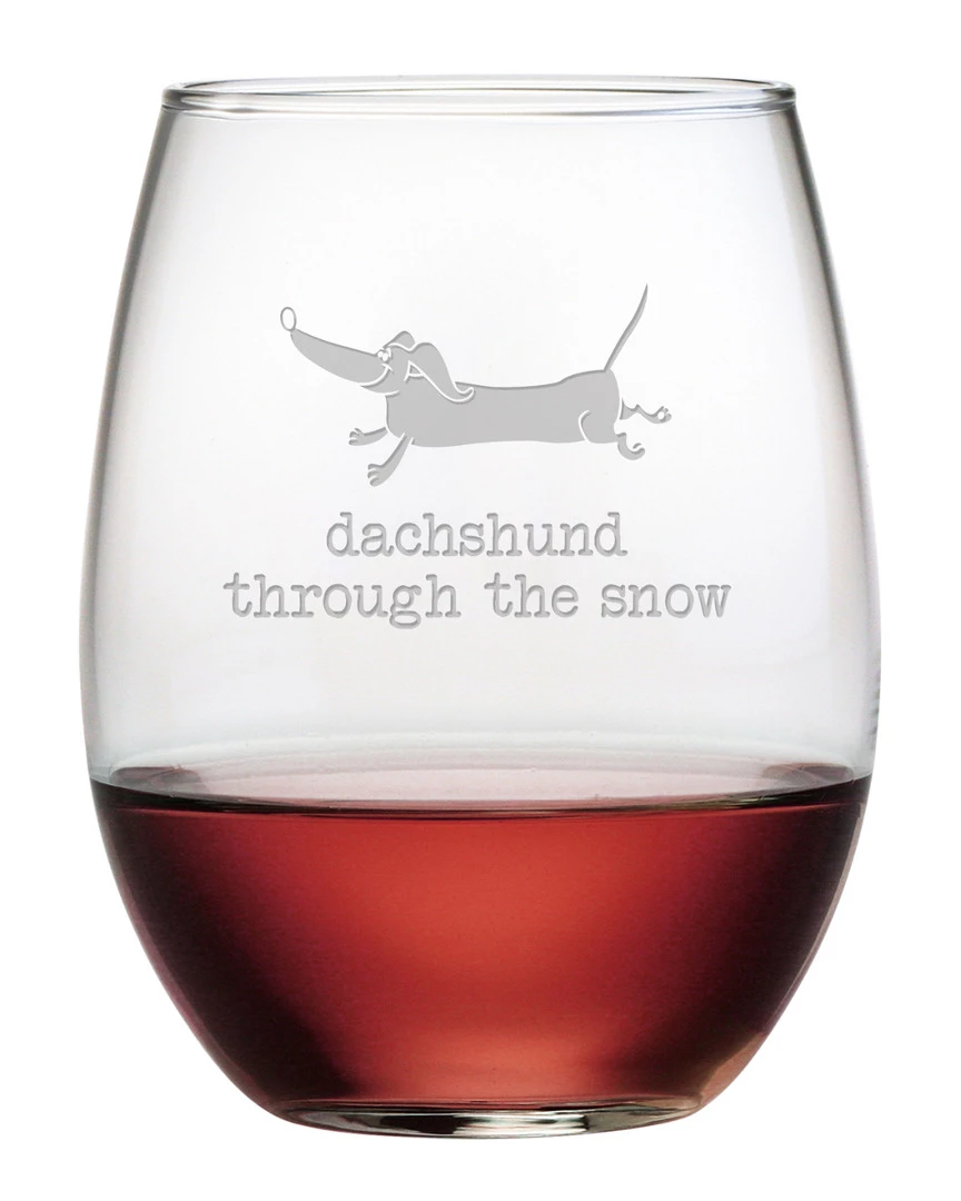 Susquehanna Glass Set Of 4 Dachshund Through Stemless Wine Tumblers Home Decorative Items & Frames
