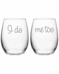 Susquehanna Glass Set Of 2 I Do Me Too Stemless Wine Glasses Home Drinkware