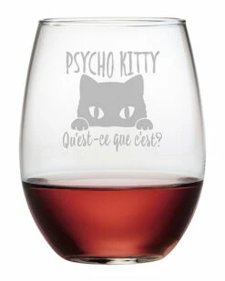 Susquehanna Glass Psycho Kitty Stemless Wine & Gift Box Home Dinnerware