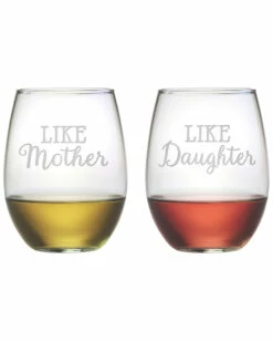Susquehanna Glass Set Of Two 21oz Like Mother Like Daughter Stemless Glasses Home Decorative Items & Frames