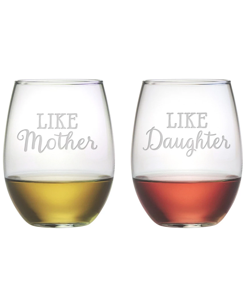 Susquehanna Glass Set Of Two 21oz Like Mother Like Daughter Stemless Glasses Home Decorative Items & Frames