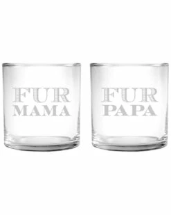Susquehanna Glass Set Of Two 11.5oz Mama & Papa Slim Rocks Glasses Home Bar Carts & Accessories