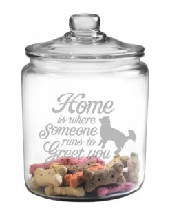 Susquehanna Glass 64oz Someone Runs To Greet You Half Gallon Jar & Lid Home Pet Supplies