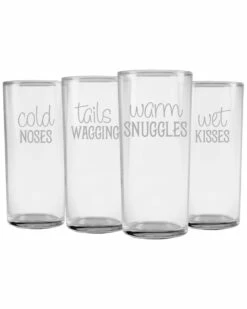 Susquehanna Glass Set Of Four 15.5oz Cold Noses Slim Hiball Glasses Home Pet Supplies