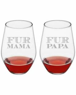 Susquehanna Glass Set Of 2 19oz Mama & Papa Stemless Wine Glasses Home Bar Carts & Accessories