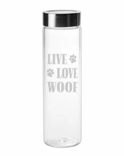 Susquehanna Glass Live Love Woof Sleek 18oz Water Bottle Home Bar Carts & Accessories