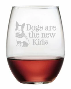 Susquehanna Glass Dogs Are The New Kids Set Of 4 21oz Stemless Wine Glasses Home Pet Supplies
