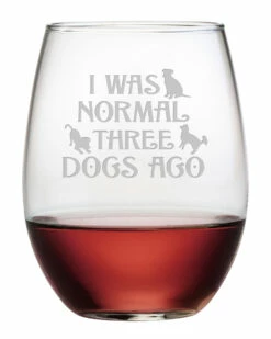 Susquehanna Glass Set Of 4 Three Dogs Ago Stemless Wine Tumblers Home Pet Supplies