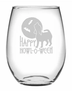 Susquehanna Glass Happy Howl-O-Ween Set Of 4 21oz Stemless Wine Glasses Home Bar Carts & Accessories