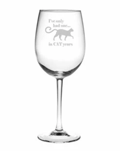 Susquehanna Glass 19oz Cat Years Wine Glass Set Of 4 Home Pet Supplies