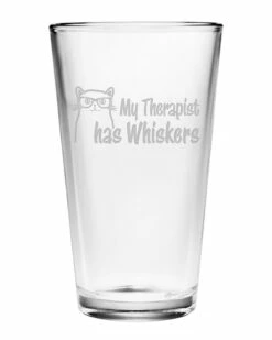 Susquehanna Glass 16oz My Therapist Has Whiskers Pint Glass Set Of 4 Home Pet Supplies