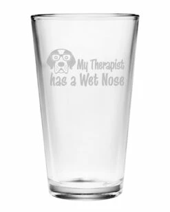 Susquehanna Glass 16oz My Therapist Has A Wet Nose Pint Glass Set Of 4 Home Bar Carts & Accessories