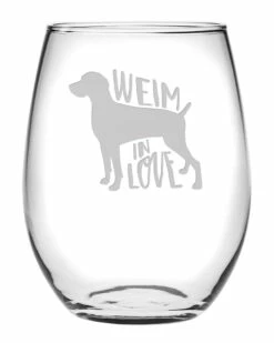 Susquehanna Glass 21oz Weim In Love Stemless Wine Set Of 4 Home Bar Carts & Accessories