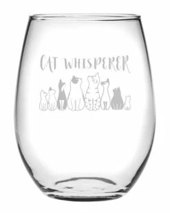 Susquehanna Glass 21oz Cat Whisperer Stemless Wine Set Of 4 Home Pet Supplies