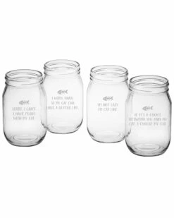 Susquehanna Glass Set Of 4 Cat Tales Assortment Drinking Jar Home Pet Supplies