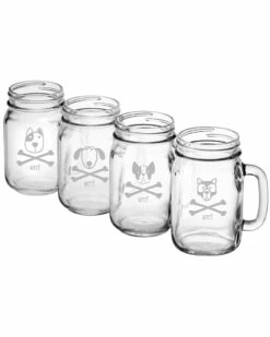 Susquehanna Glass Arrrf Assortment Handled Drinking Jar Set Of 4 Home Pet Supplies