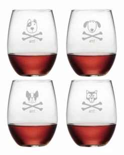 Susquehanna Glass Set Of 4 Arrrf Assortment Stemless Wine Tumblers Home Pet Supplies
